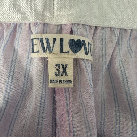NWT New Love Women's Dorm Pants 3XL Striped Soft Lavender Cozycore 100% Cotton - Picture 8 of 10
